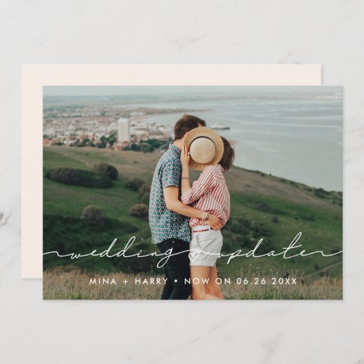 Moderne cute trouwupdate foto aankondiging (Voorkant / Achterkant)