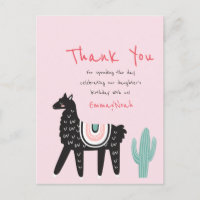 Moderne Cute Verjaardagsfeest Llama Bedankt