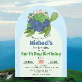 Moderne Cute Verjaardagsfeestje Earth Day Zeeschil Kaart