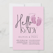 Moderne & Cute Voeten Glitter Baby Meisje Shower Kaart (Voorkant)