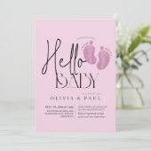 Moderne & Cute Voeten Glitter Baby Meisje Shower Kaart (Staand voorkant)