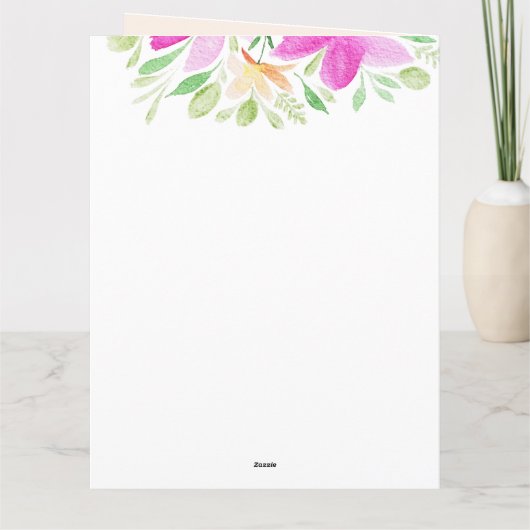 Moderne Cute Waterverf Boho Bloem Kaart (Achterkant)