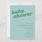 Moderne Cute Zachte Blauwe Groene Retro Baby Showe Kaart (Voorkant)