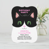 Moderne Cute Zwarte Witte Tuxedo Kat Uitnodiging (Staand voorkant)