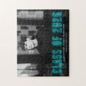 Moderne Cyaan Neon Klasse van 2025 Afstuderen Foto Legpuzzel (Verticaal)