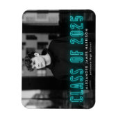 Moderne Cyaan Neon Klasse van 2025 Foto Afstuderen Magneet (Verticaal)