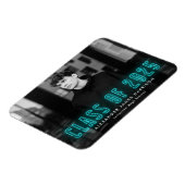 Moderne Cyaan Neon Klasse van 2025 Foto Afstuderen Magneet (Linkerzijde)