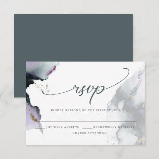 Moderne Cyaan Smokey Amethyst Waterverf RSVP Kaartje