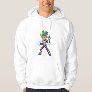 Moderne Cyberpunk Anime Jongen & Majestueuze Goude Hoodie