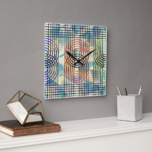 Moderne Cyberpunk Geometrische Op Art Wandklok