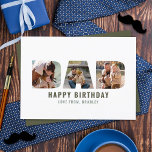 Moderne "DAD" Knipsel 3 Foto Verjaardag Kaart<br><div class="desc">Show je vader net hoeveel je van hem houdt op zijn verjaardag met dit trendy custom foto wenskaart. Voeg eenvoudig uw persoonlijke bericht en foto's toe met behulp van het vak "personaliseer deze sjabloon".</div>