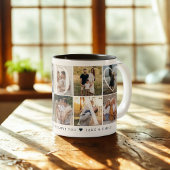 Moderne Dada Collage, 10 Fotogrid, Gift voor Papa Tweekleurige Koffiemok