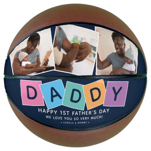 Moderne DADDY 1st Fathers Day Photo Keepomwille Basketbal (Voorkant)