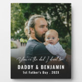 Moderne Daddy en Baby 1e Vaderdag Foto Fotoplaat (Voorkant)