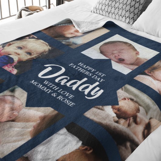 Moderne Daddy-foto-collage Fleece Deken