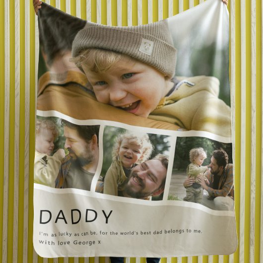 Moderne Daddy-foto-strip-collage Fleece Deken
