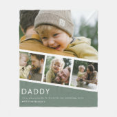 Moderne Daddy Foto Strip Collage Groen Fleece Deken (Voorkant)