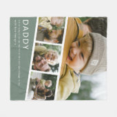 Moderne Daddy Foto Strip Collage Groen Fleece Deken (Voorkant (Horizontaal))