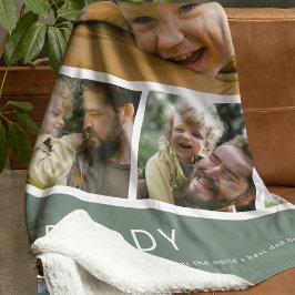 Moderne Daddy Foto Strip Collage Groen Fleece Deken