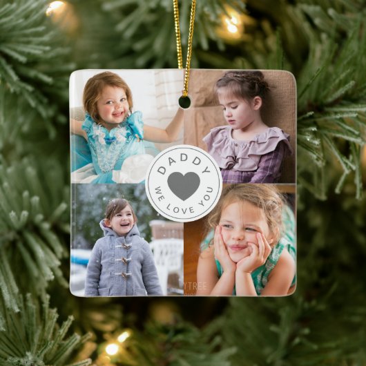 Moderne Daddy Fotocollage Keramisch Ornament (Boom)