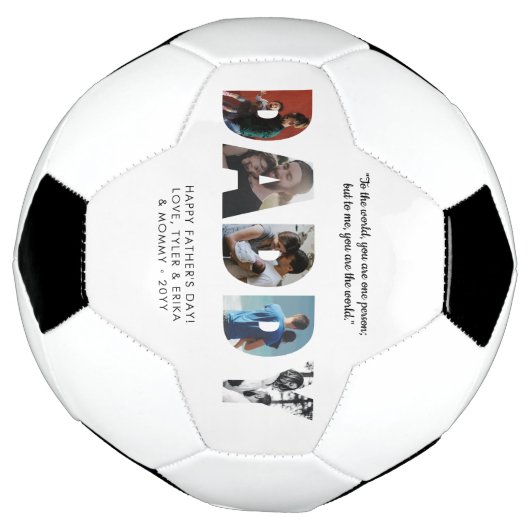 Moderne DADDY Photo Collage Chic Happy Vaderdag Voetbal (Gedraaid)