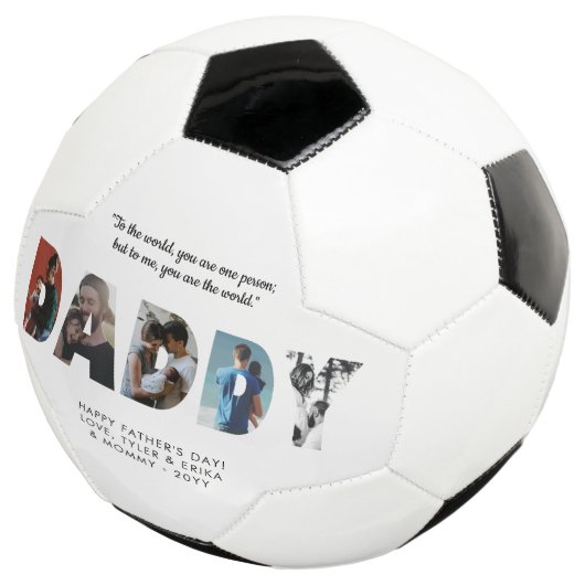 Moderne DADDY Photo Collage Chic Happy Vaderdag Voetbal (Drie kwart)