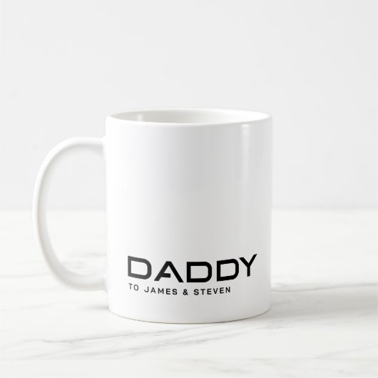 Moderne daddy vaderdag kinder namen koffiemok (Links)