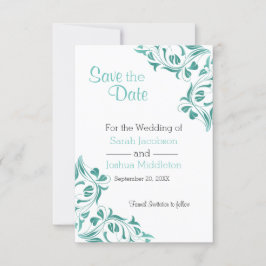Moderne dag Blauwgroen Floral Save The Date