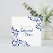 Moderne dag donkerblauwe bloem - repetitie diner kaart (Staand voorkant)