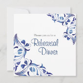 Moderne dag donkerblauwe bloem - repetitie diner kaart (Voorkant)