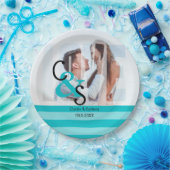 Moderne dag fotoliefdesparadepfeest - Turquoise Pa Papieren Bordje (Feest)