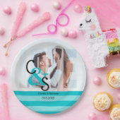 Moderne dag fotoliefdesparadepfeest - Turquoise Pa Papieren Bordje (Feest)