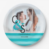 Moderne dag fotoliefdesparadepfeest - Turquoise Pa Papieren Bordje (Voorkant)