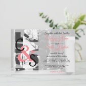 Moderne dag liefde bruiloft uitnodiging - Koraal (Staand voorkant)