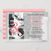 Moderne dag liefde bruiloft uitnodiging - Koraal