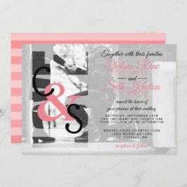 Moderne dag liefde bruiloft uitnodiging - Koraal