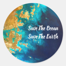 Moderne dag van de blauwe en gouden aarde ronde sticker