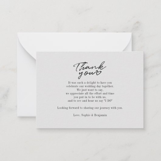 Moderne dag van de met de hand uitgezonden bruilof notitiekaartje (Achterkant)