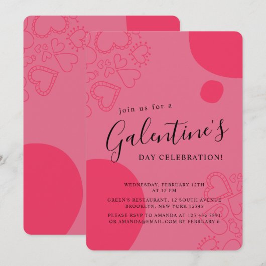 Moderne dag van de Rode Galentine Kaart (Voorkant / Achterkant)