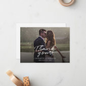 Moderne dag van het huwelijk met handschrift Foto  Notitiekaartje (Voorkant / Achterkant in situ)