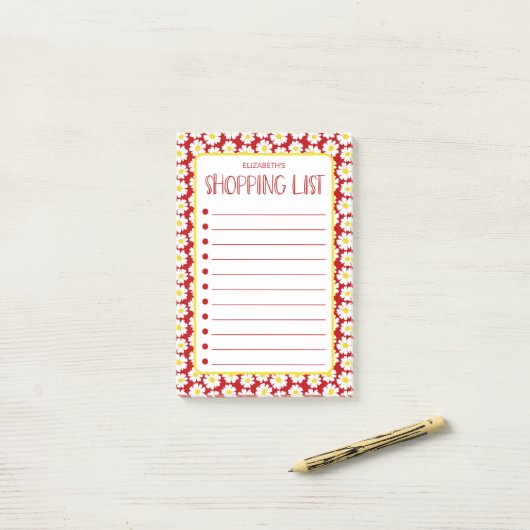 Moderne Daisies Boodschappenlijst Post-it® Notes (Op bureau)