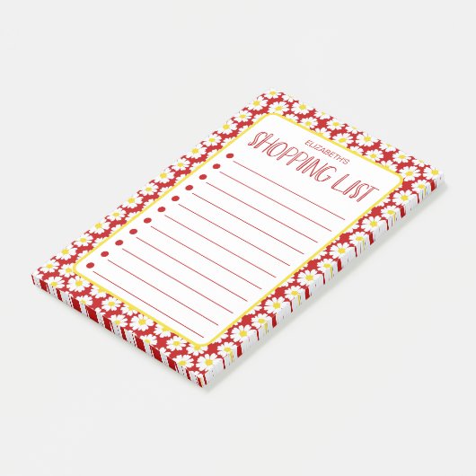 Moderne Daisies Boodschappenlijst Post-it® Notes (Schuin)