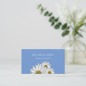 Moderne Daisies Botanische Interieur Designer Blau Visitekaartje (Staand voorkant)