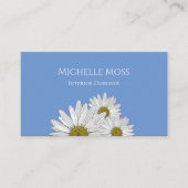 Moderne Daisies Botanische Interieur Designer Blau Visitekaartje (Voorkant)