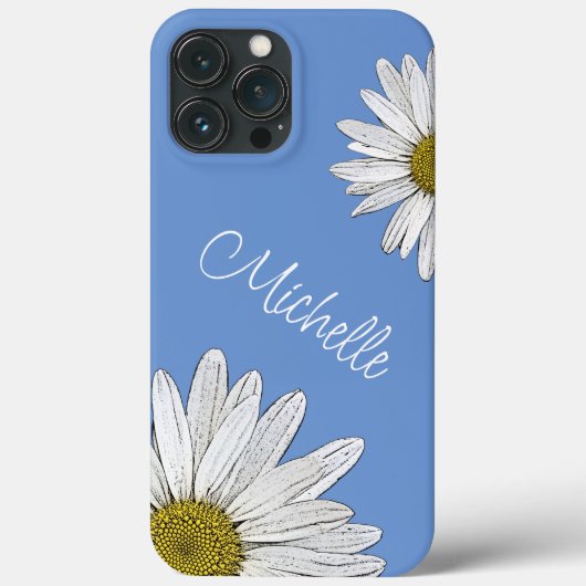 Moderne Daisies Gepersonaliseerde Bloemen Boho Bla Case-Mate iPhone Case (Achterkant)