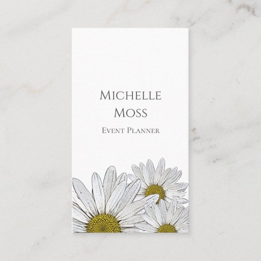 Moderne Daisies QR-code Trendy Botanical Visitekaartje (Voorkant)