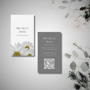 Moderne Daisies QR-code Trendy Botanical Visitekaartje