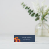 Moderne Daisies Trendy Boho Navy Blue Mini Visitekaartje (Staand voorkant)