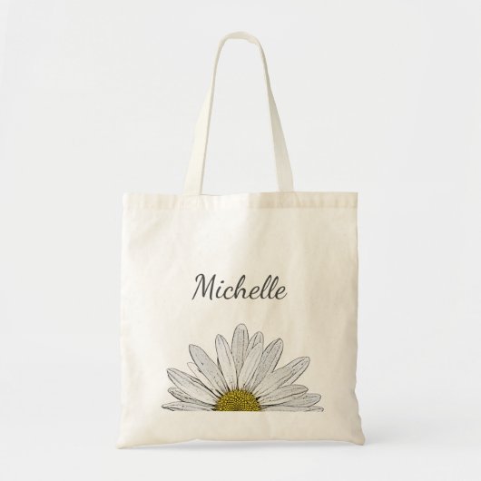 Moderne Daisy Elegante Bloemrijke Scripttypografie Tote Bag (Voorkant)