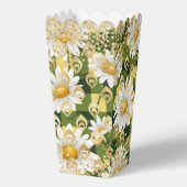 Moderne Daisy Floral Checkerboard Gouden Glitter Bedankdoosjes (Voorkant)